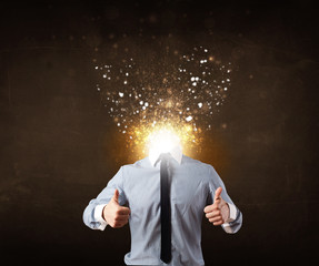 Business man with glowing exploding head © ra2 studio