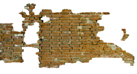 Isolated part of brick wall