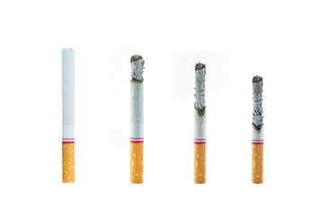 The comparison of cigarette burnt down