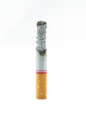 Cigarette  burnt down to the butt on white background