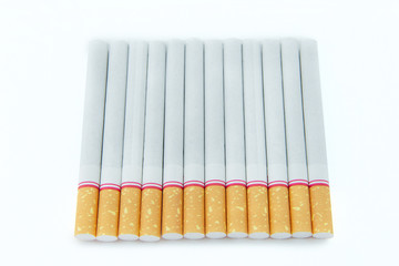 Cigarettes on white background