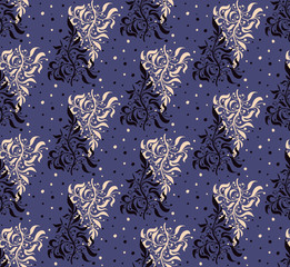 Dark Violet Floral Seamless Pattern