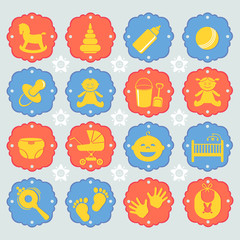 vector illustration set of children's icon