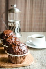Chocolate muffins and coffee