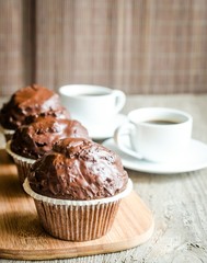 Chocolate muffins and coffee