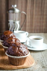 Chocolate muffins and coffee