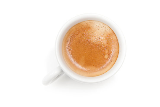 Small Espresso Coffee Cup. Top View Isolated On White