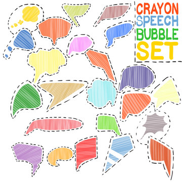 Crayon speech bubble set
