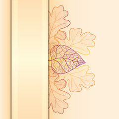 Ornamental background with art autumn leaves. Layered vector