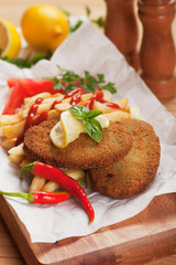 Vegetable steak with french fries