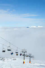 Obraz premium Ski lift in mountain resort, Germany Alps