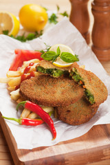 Vegetable burger with french fries