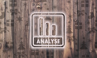 Obraz premium wooden analyse German for analysis symbol with presents