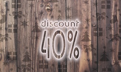 wooden discount label with presents
