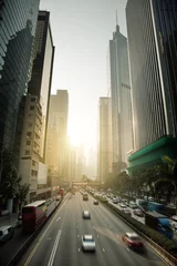 Foto op Plexiglas Hong Kong Business District in sunset time © Iakov Kalinin