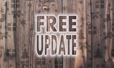 wooden free update label with presents