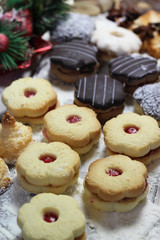 Mix of Christmas cookies with cinnamon on the table