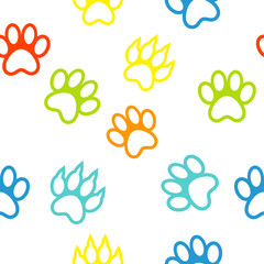 colored pattern with paw prints dog. cat