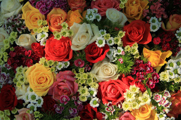 Mixed colorful wedding flower arrangement