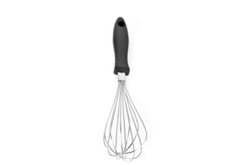 Houseware: steel whisk, isolated on white background