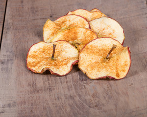Dried apple slices with stems