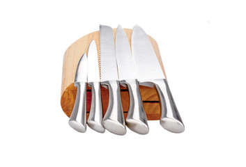 Knife block, isolated on white background.
