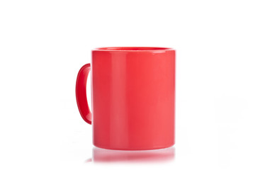 red coffee cup. Isolated on white background