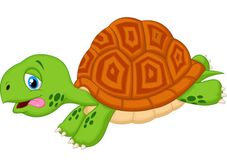 Fototapeta premium Cute turtle cartoon running