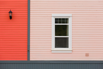 Exterior wall colorful siding window and lamp