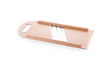 Wooden cutting board isolated on white background