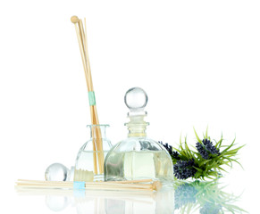 Room air refreshers with flowers isolated in white