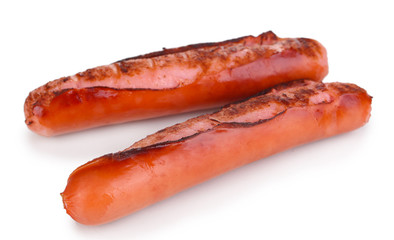 Delicious sausages isolated on white