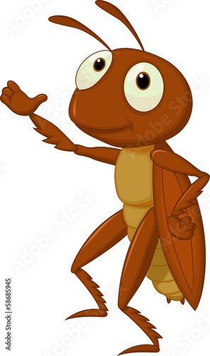 "Cute cricket cartoon presenting" Stock image and royalty-free vector