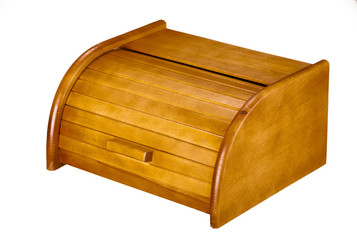 Old used dirty wooden bread box isolated