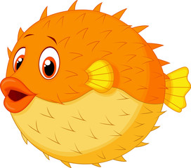 Cute puffer fish cartoon © tigatelu