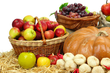 Composition with fruits and vegetables close up
