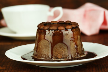 Yummy chocolate cake close-up