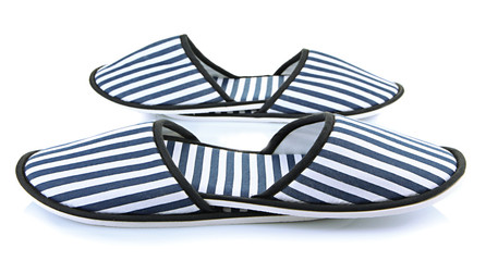 Striped slippers isolated on white