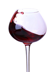 Wineglass with red wine, isolated on white