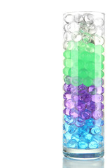 Transparent vase with hydrogel isolated on white