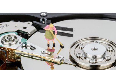 Computer hard drive registry clean up and maintenance concept