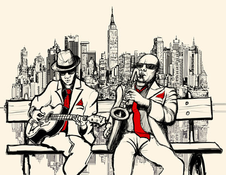 two jazz men playing in New York © Isaxar