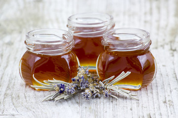 herbal honey with lavender flowers