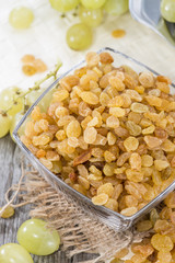 Portion of dried Grapes