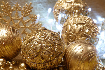 gold christmas balls