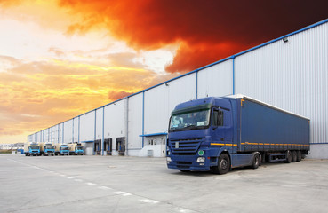 Truck, warehouse building
