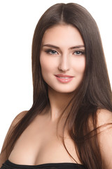 Fototapeta premium Beautiful Woman Portrait.Clear Fresh Skin.Isolated on a White