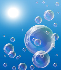 EPS10 vector Soap bubbles on Against the sun and the blue sky