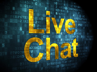 SEO web development concept: Live Chat on digital background