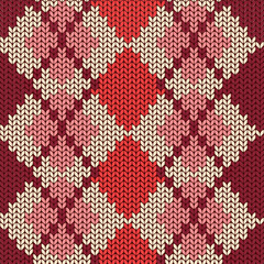 Knitted seamless pattern with rhombus